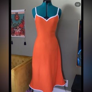 Orange Dress Sweet Heart Neck